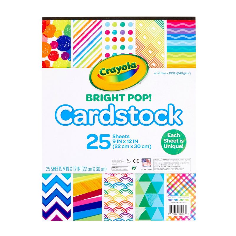 Crayola 25 Page Bright Pop! Cardstock - Assorted Patterns