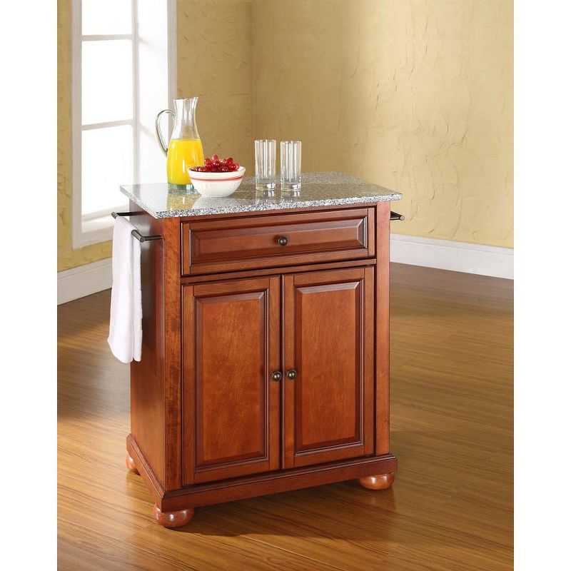 Crosley Alexandria Solid Granite Top Portable Kitchen Island in Classic Cherry Finish