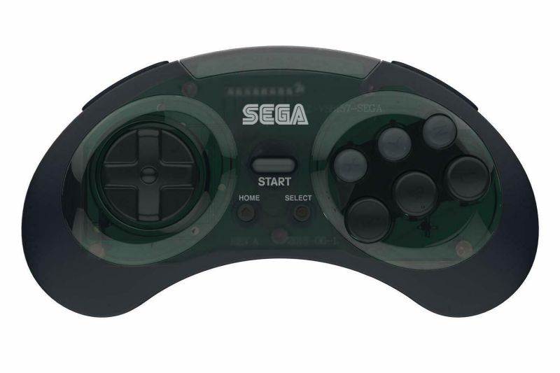 Retro-Bit Sega Genesis 2.4 GHz Wireless Controller 8-Button Arcade Pad for Sega Genesis Original/Mini, Nintendo Switch, PC, Mac &ndash; Includes 2 Receivers & Storage Case - Shadow