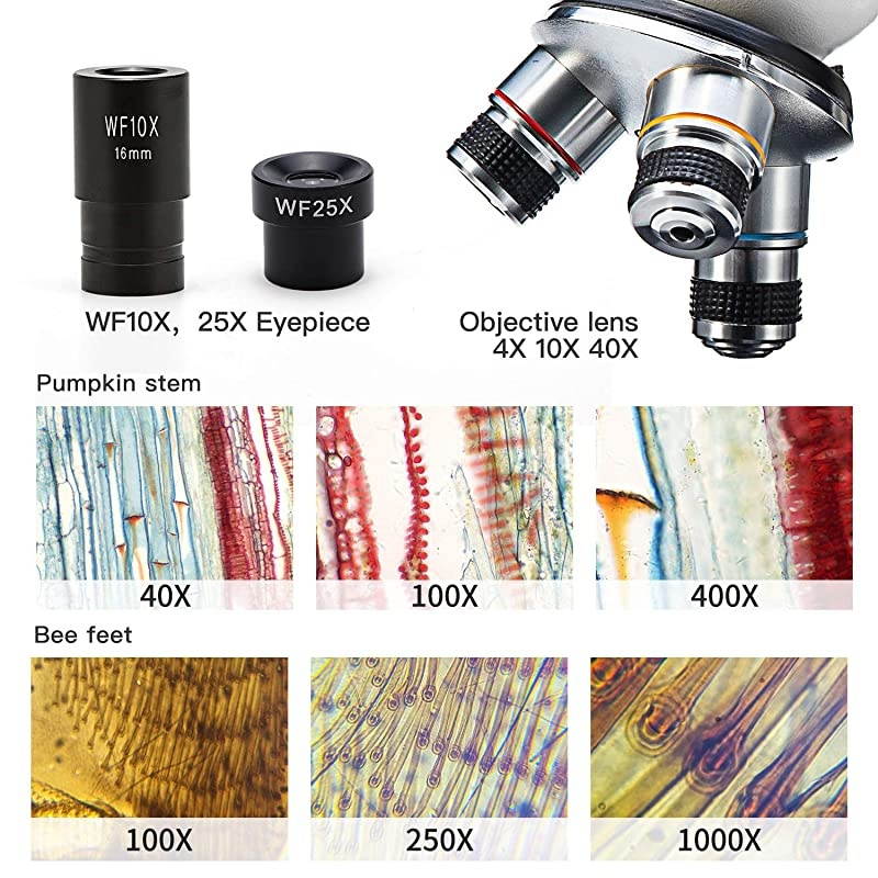 Microscope SW150,Compound Student Microscope,40X-1000X,Monocular Head,Coarse & Fine Focusing,Dual Illumination,Cordless-Capable with Eyepiece Camera and Software Windows and Mac Compatible