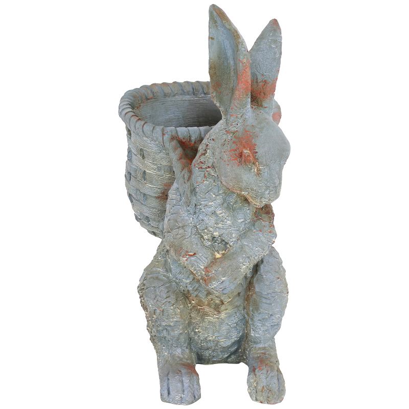 Sunnydaze 17" Roman the Carrot Collector Rabbit Indoor/Outdoor Statue Figurine - Patio, Lawn and Garden Decoration