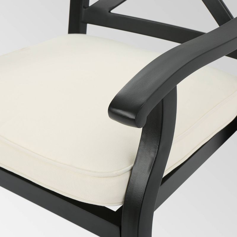 Navan 7pc Aluminum Dining Set - Black/Ivory - Christopher Knight Home