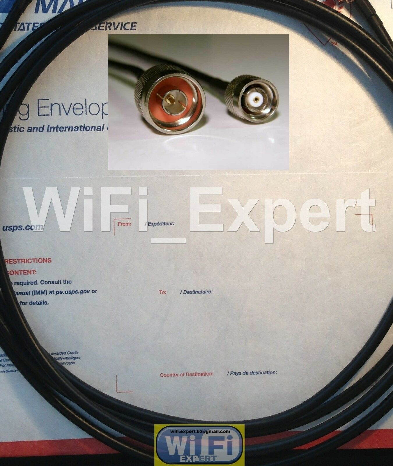 10' RP-TNC to N Male WiFi Pigtail Cable Biquad USB Linksys Cisco WRT54G RFC400