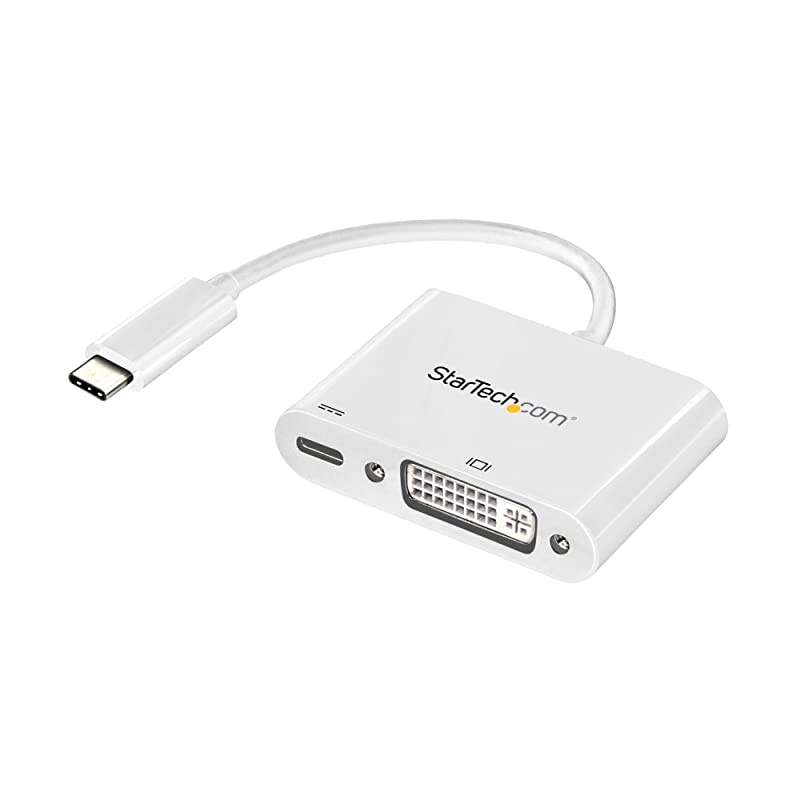 com USB C to DVI Adapter with Power Delivery - 1080p USB Type-C to DVI-D Single Link Video Display Converter w/ Charging - 60W PD Pass-Through - Thunderbolt 3 Compatible - White (CDP2DVIUCPW)