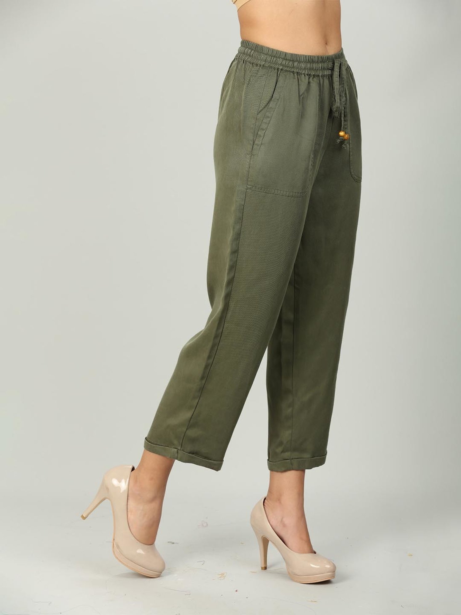 Mustard Olive Regular Fit Pants