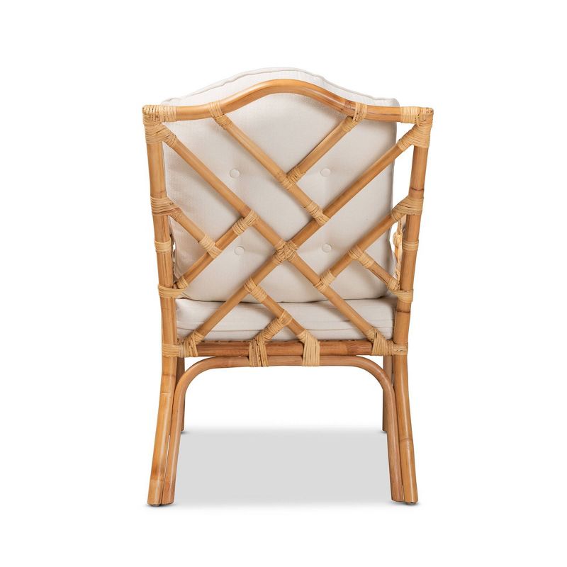 Sonia Rattan Armchair Natural/White - Baxton Studio
