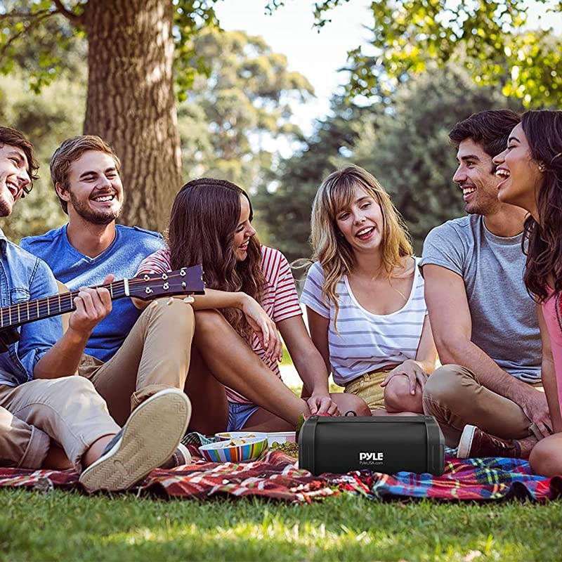 Wireless Portable Bluetooth Speaker150 Watt Power Rugged Compact Audio Sound Box Stereo System with Rechargeable Battery 35mm AUX Input Jack FM Radio Micro SD and USB ReaderPBMSQG9 Black