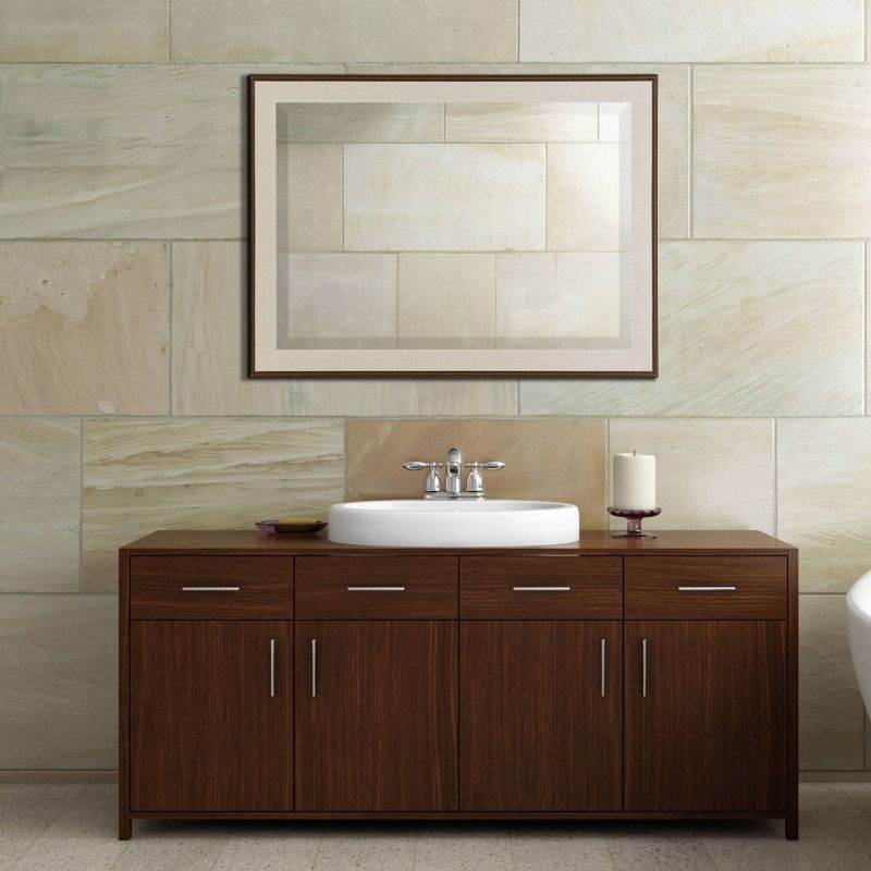 27.5" x 33.5" Two-Toned Frame Mirror Brown/Cream - Head West