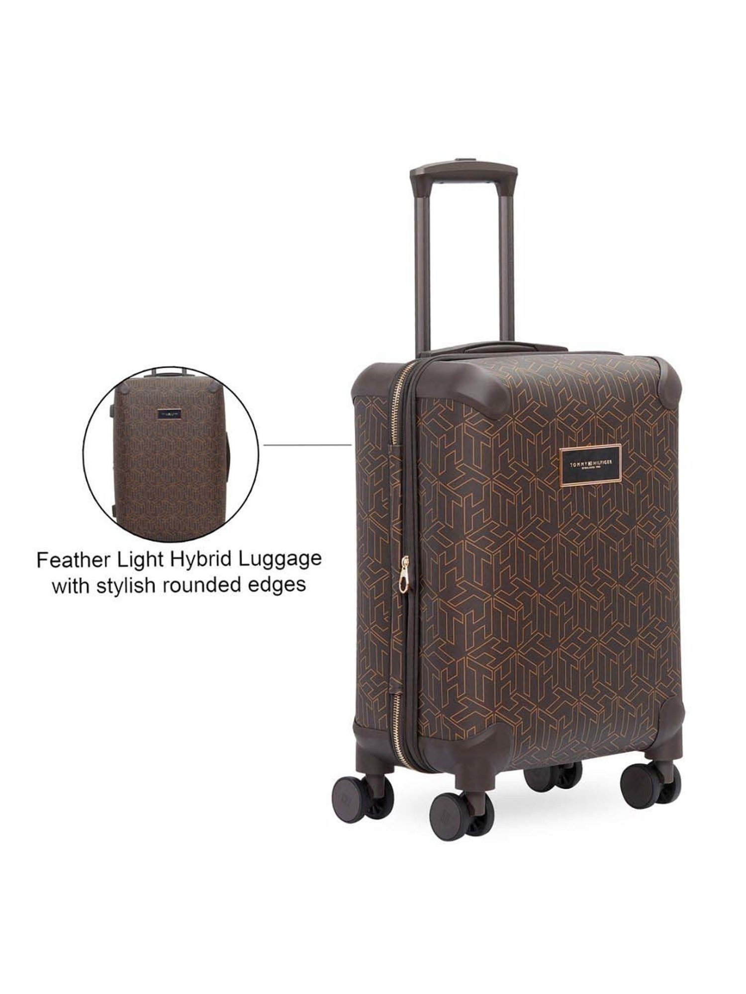 TOMMY HILFIGER Jazz Brown 8 Wheels Small Hard Cabin Trolley Bag
