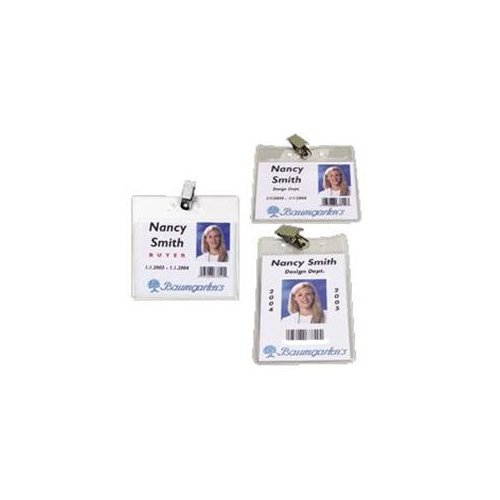 Baumgartens Vinyl Badge Holder,Clip,Horizontal,4"x3",50/PK, CL 67840