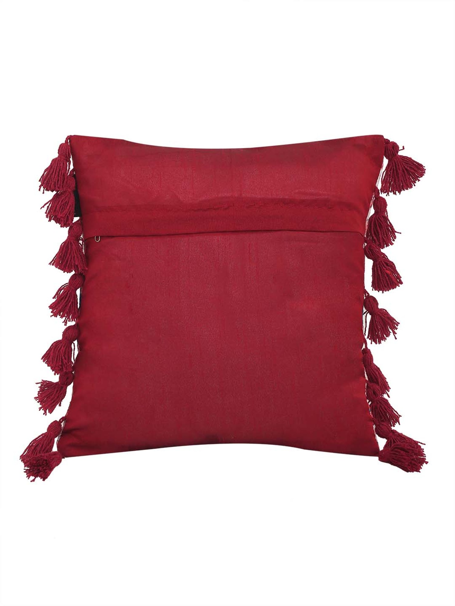 Swayam Red & White Cotton 60 cm x 60 cm Cushion Covers - Set of 5