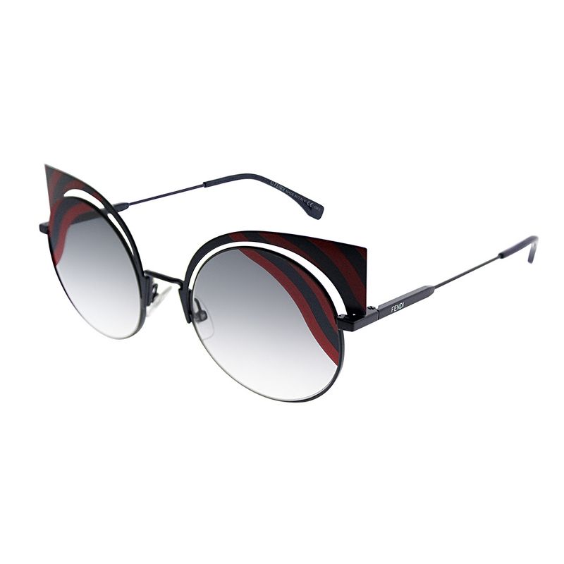 Fendi Hypnoshine FF 0215 0M1 9L Womens Round Sunglasses Blue Red Striped 53mm