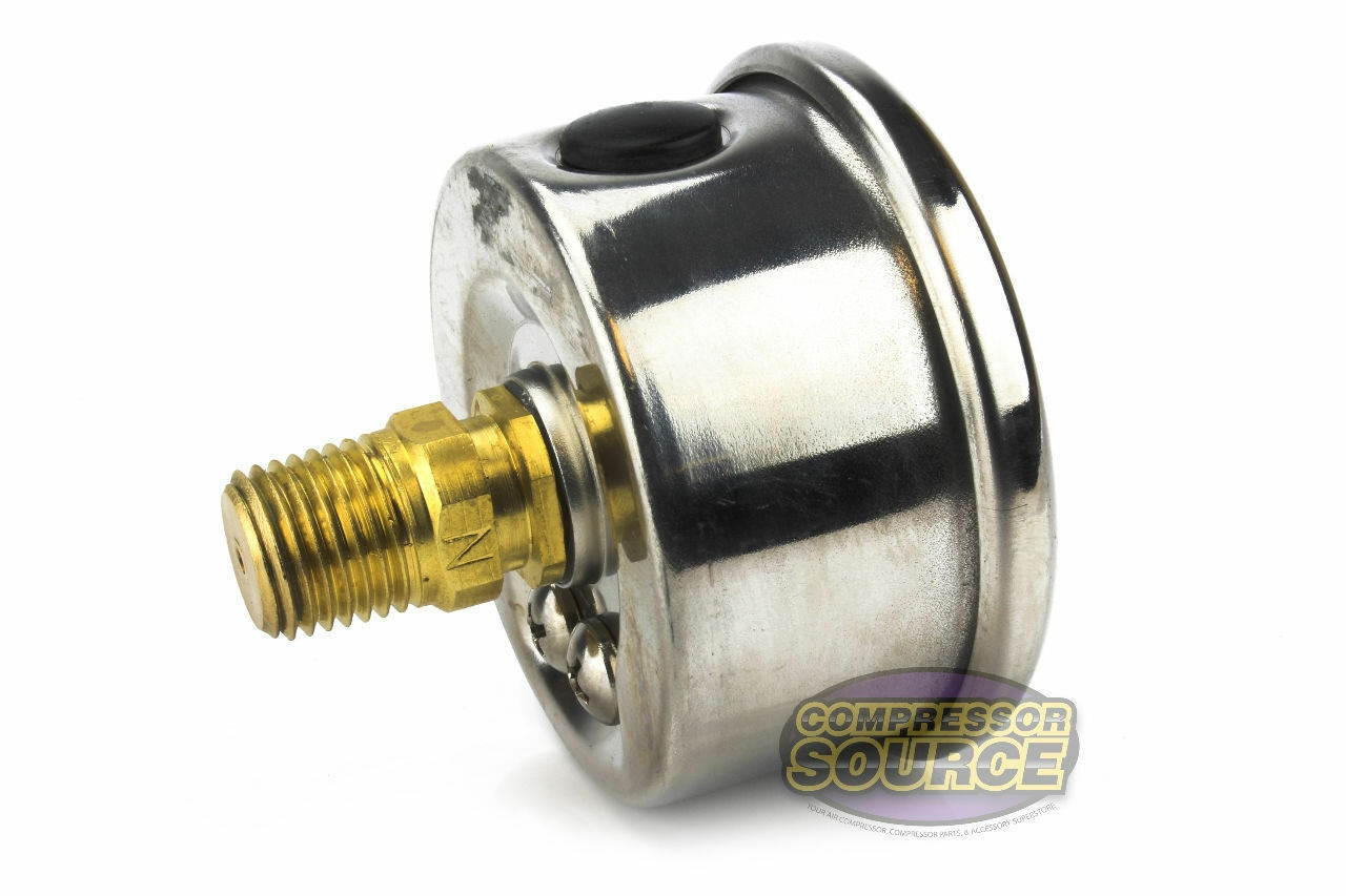 2" Back Mount 1/4 Liquid Filled 200 PSI Compressed Air Compressor Pressure Gauge