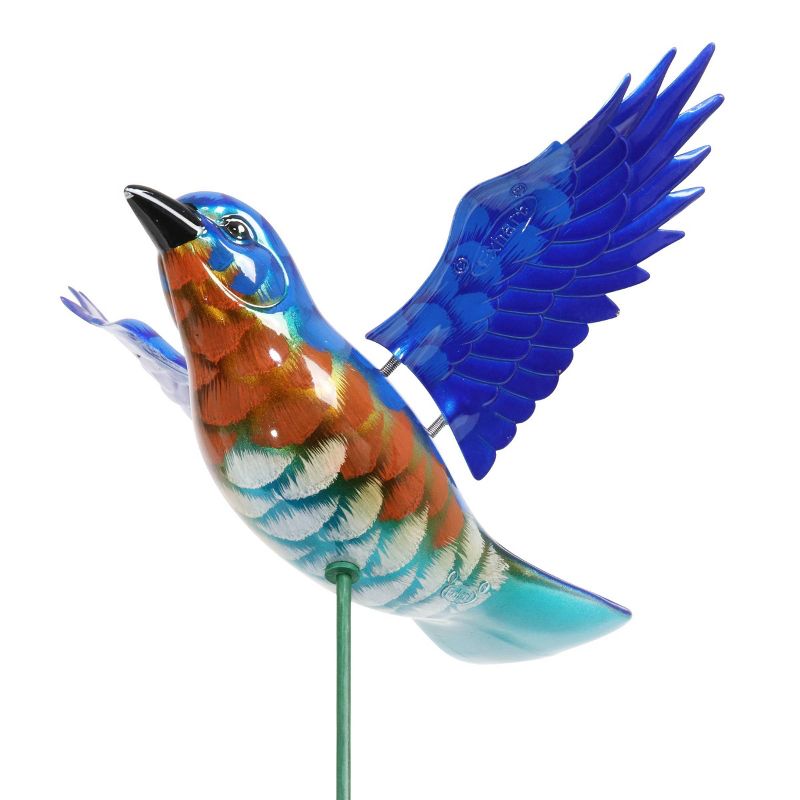 2pk 11" Plastic and Metal Windy Wings Bluebird Stakes Red - Exhart