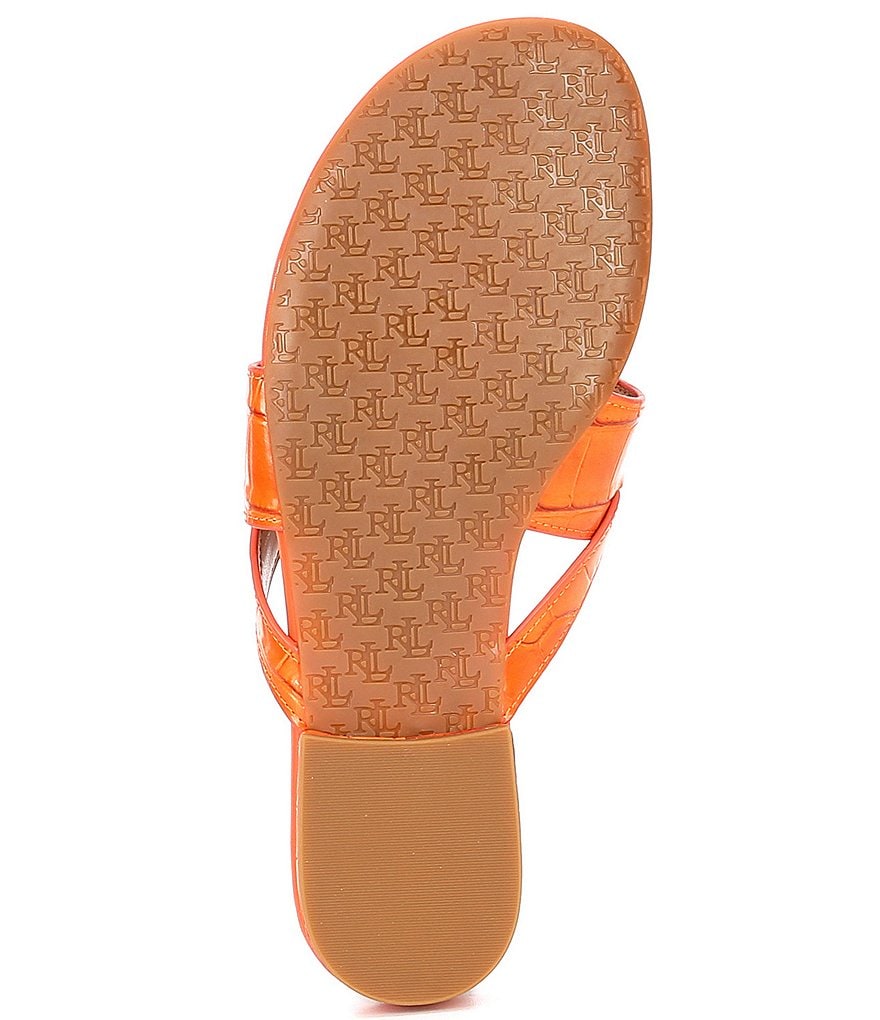 Lauren Ralph Lauren Rosalind Croco Embossed Leather Sandals
