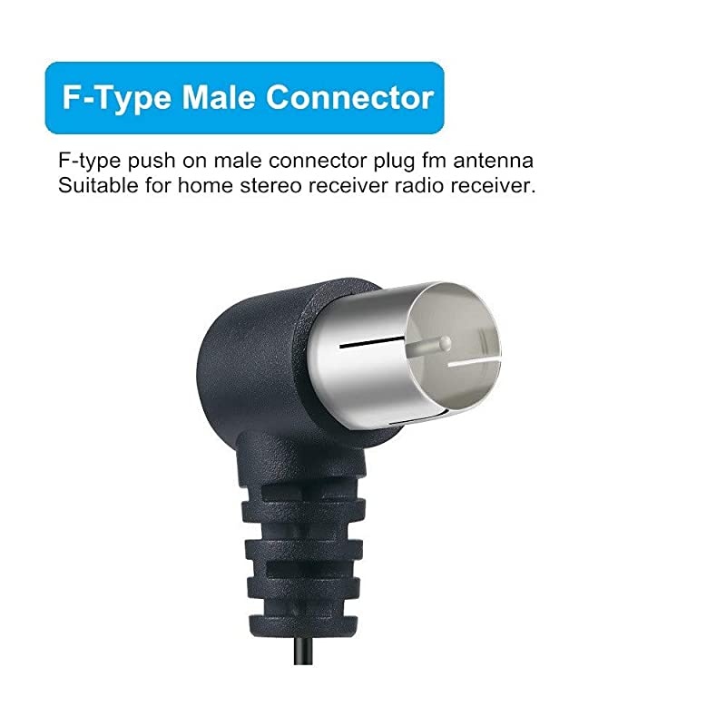 Antenna for Stereo Receiver Indoor Radio Antenna 75 Ohm UNBAL F Type Male Coaxial Cable Wire Antenna for Yamaha Onkyo etc Table Top Home Stereo Receiver Radio Receiver Antenna