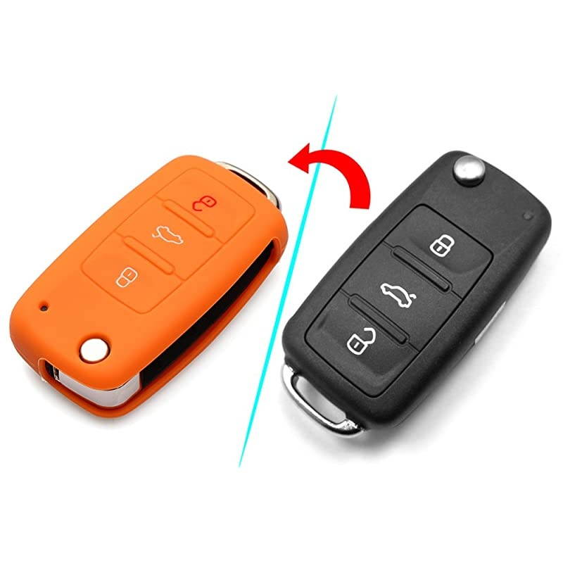 Protective Silicone Key Cover Keyless Entry Remote Fob Shell Fit for VW Volkswagen 3 Button
