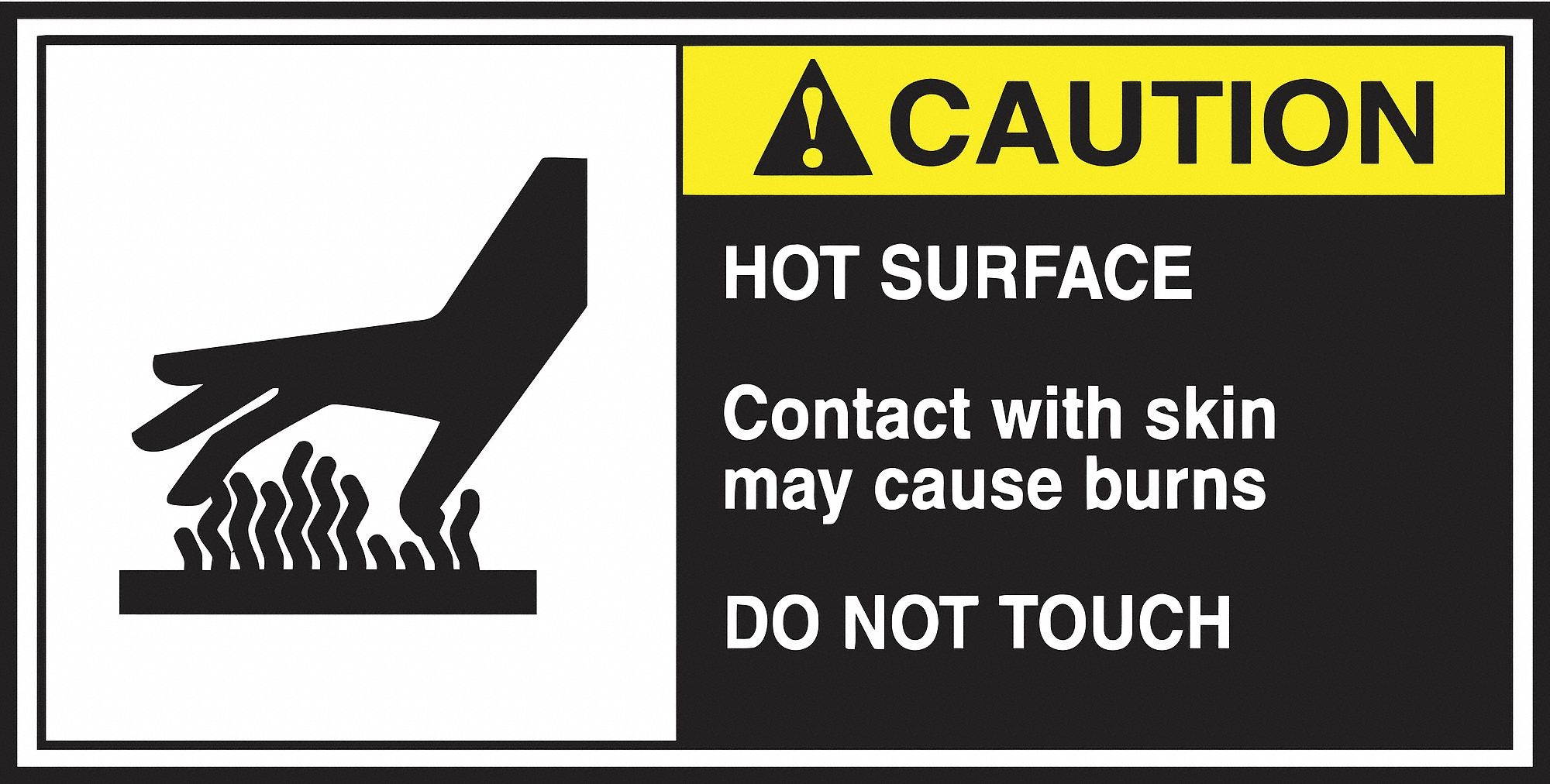 Accuform Caution Label,  2-1/2" Height,  5" Width,  Vinyl,  Black, White,  PK 5