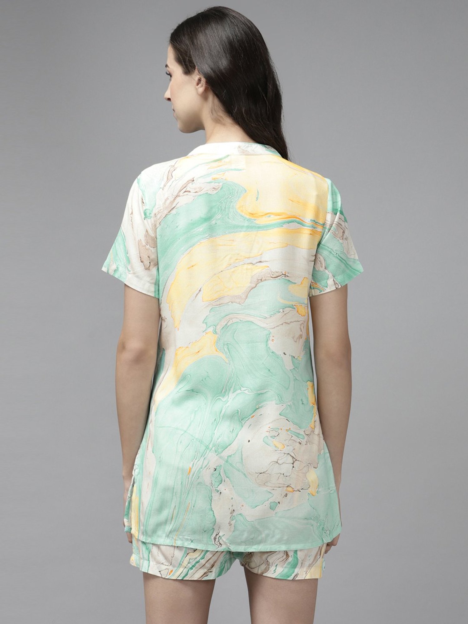 Prakrti Green Printed Top Short Pant Set