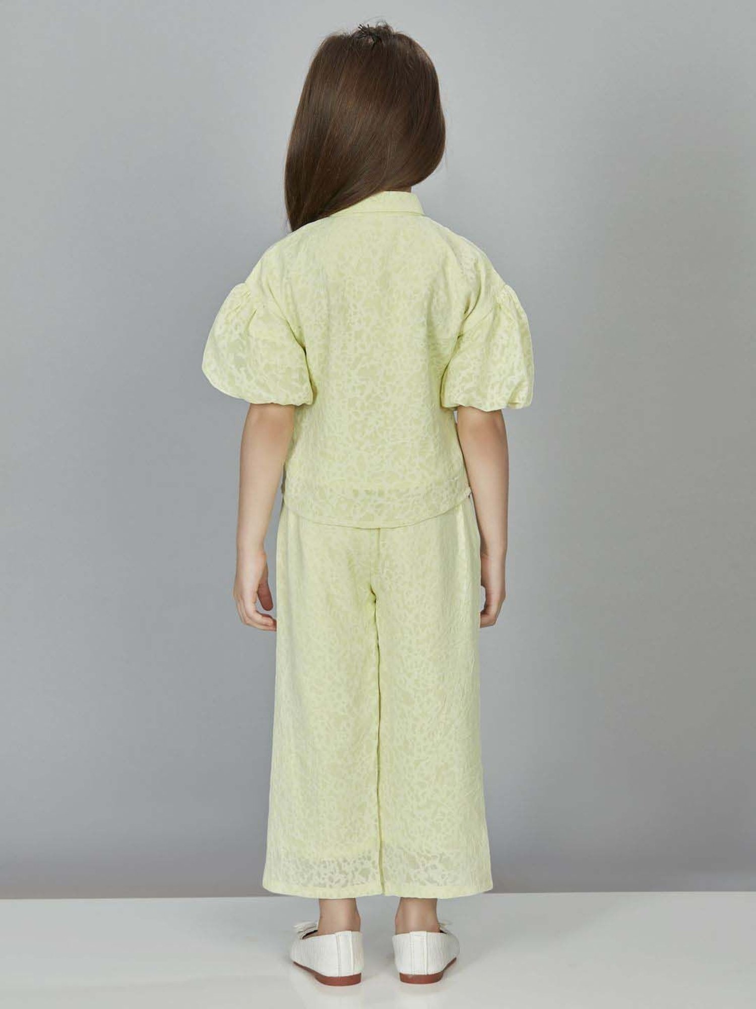 Peppermint Girls Green Printed Pant Set