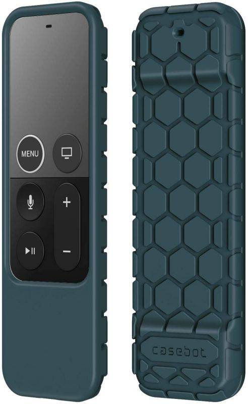 Fintie Protective Case for Apple TV 4K/ HD Siri Remote (1st Gen) - Honey Comb Lightweight Anti Slip Shockproof Silicone Cover for Apple TV 5th 4th Gen Siri Remote Controller, Dark Cyan