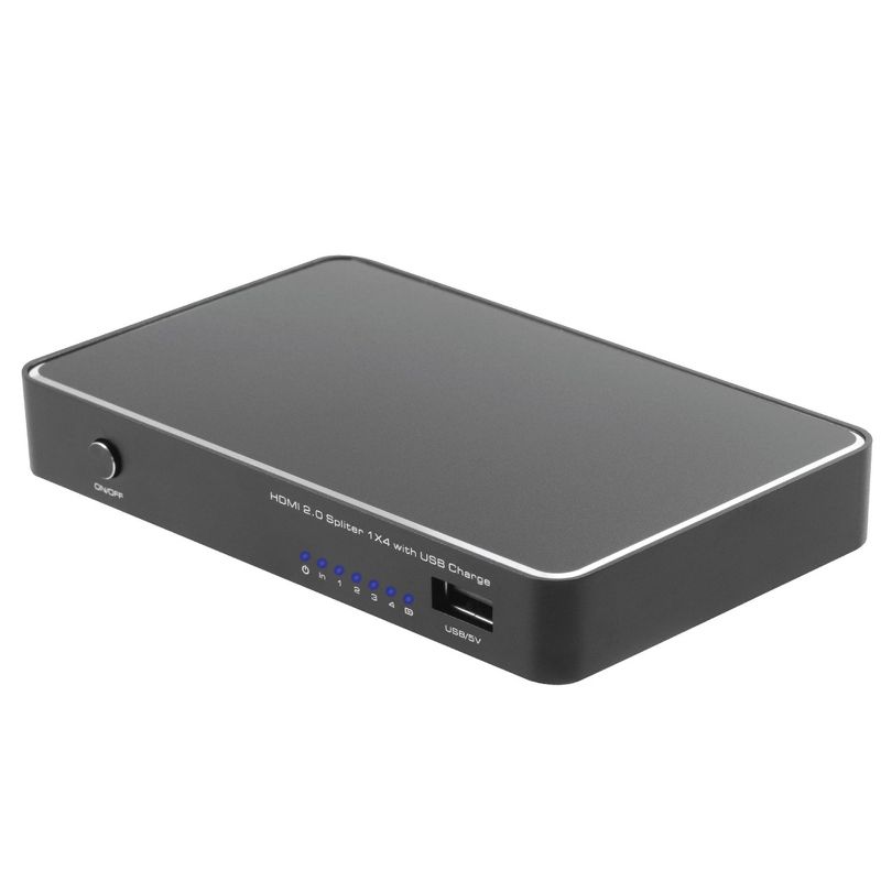 Insten Aluminum 4K HDMI Splitter 4k@60HZ 1 in 4 Out HDMI 2.0 Support 18 Gbps HDCP 2.2 3D for PS4 Xbox Blu-Ray Player Laptop HDTV Monitor Projector