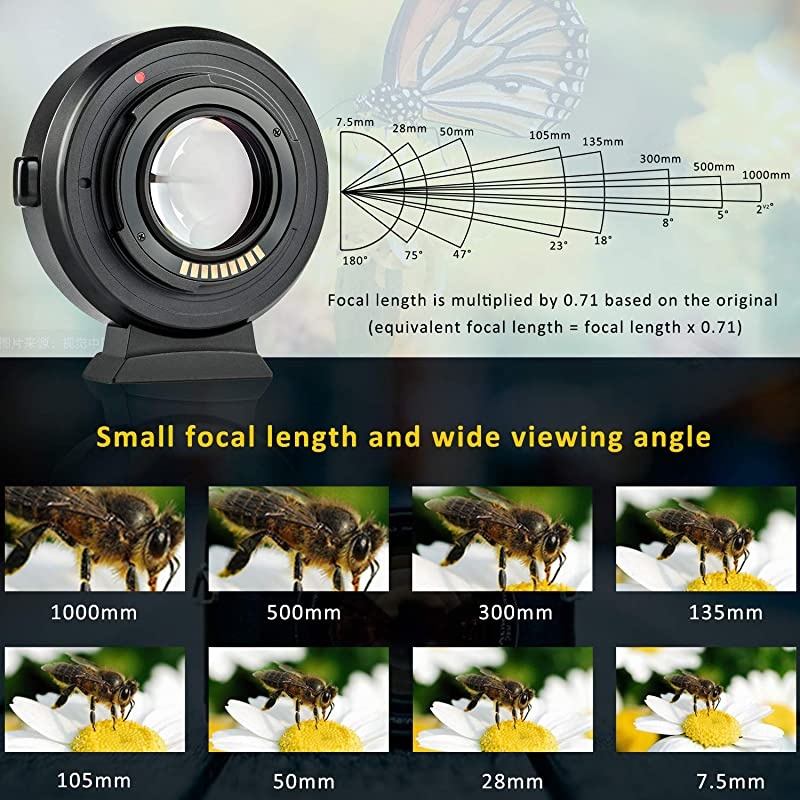 EF-EOS M2 Speed Booster Canon 0.71x Autofocus Speedbooster Canon EF-M Lens Adapter Compatible with Canon EF to m50 m200 m6 m5 m50 ii m6 ii