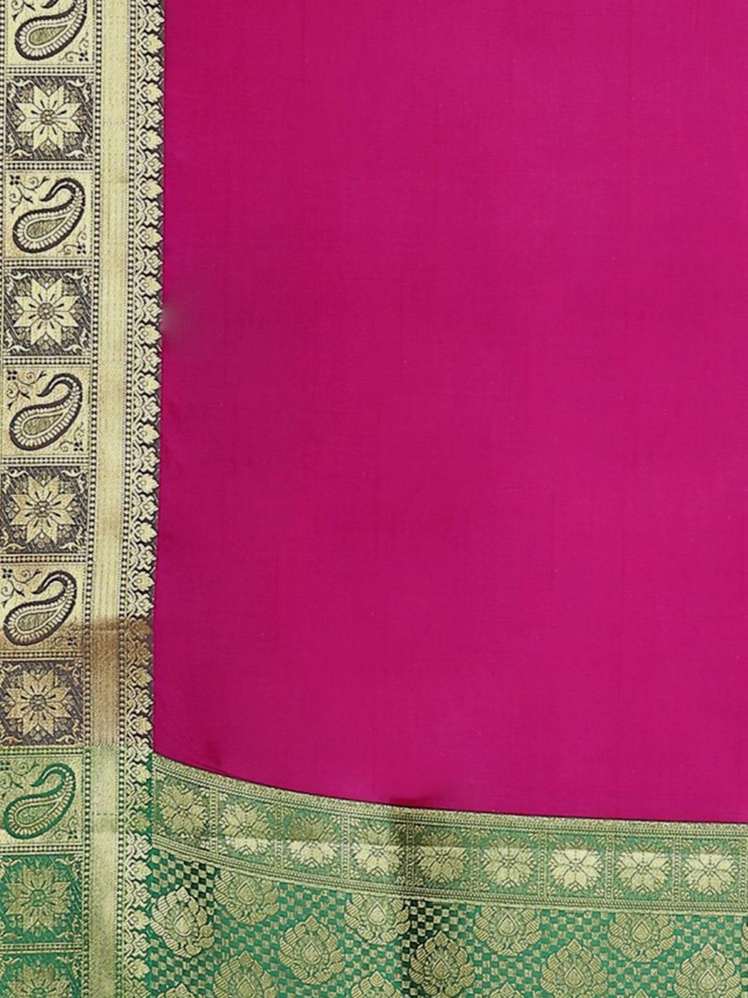 Banarasi Silk Works Purple & Green Woven Saree With Unstitched Blouse