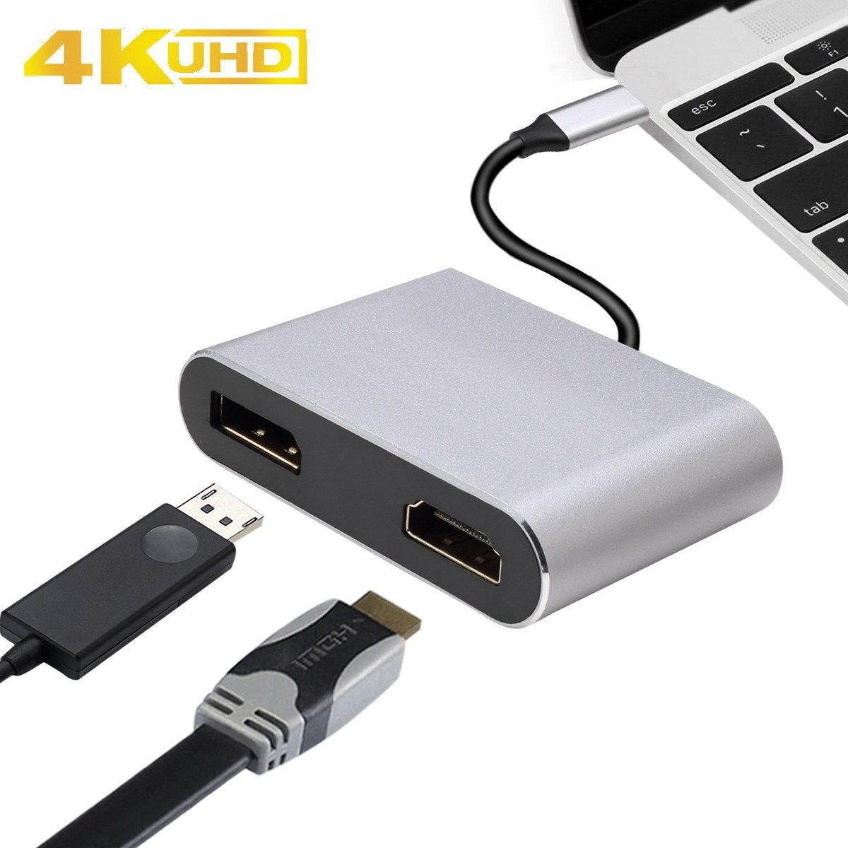 USB 3.1 USB-C to HDMI 4K 30Hz / DisplayPort DP Video Converter Adapter White for New Macbook