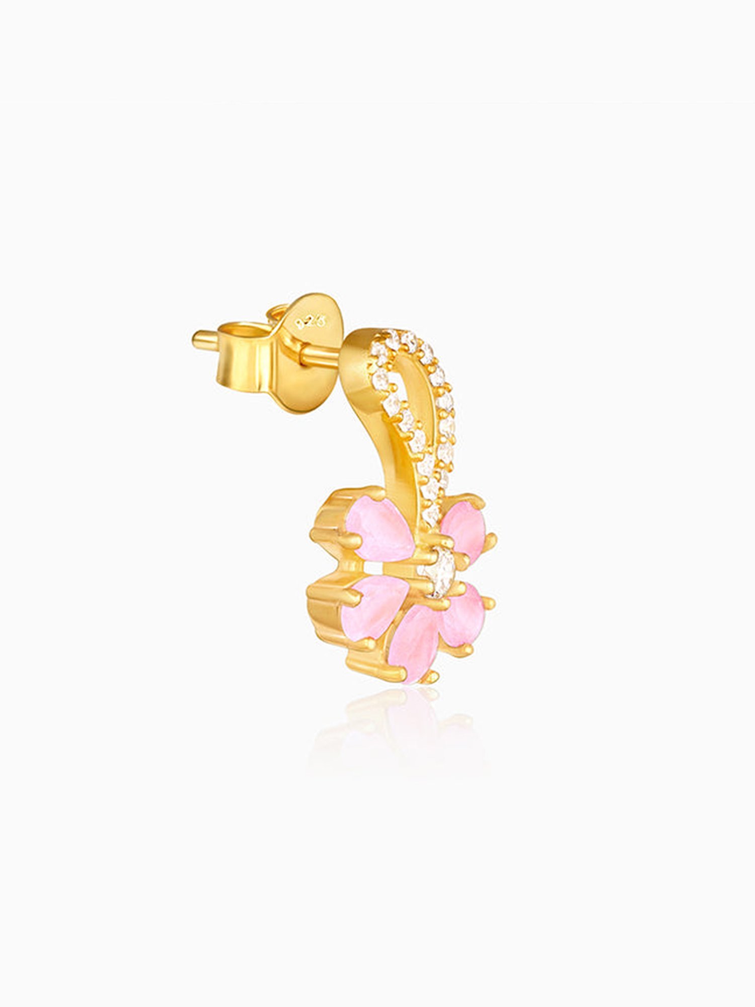 GIVA 925 Silver Golden Pink Floral Damsel Stud Earrings for Women & Girls