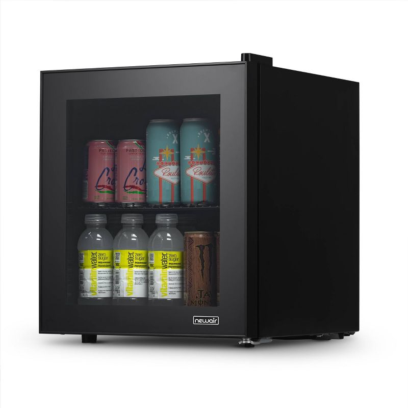 NewAir 60 Can Beverage Fridge with Glass Door - Black