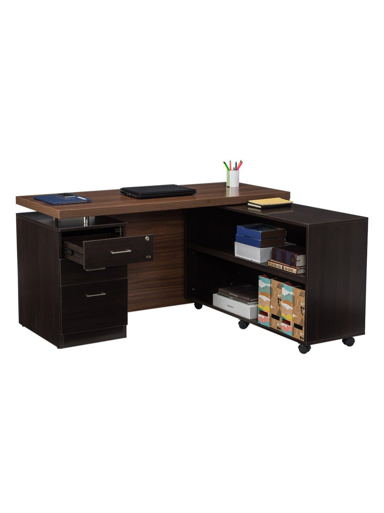 Durian Clint Classic Walnut Brown Engineered Wood Managerial Desk