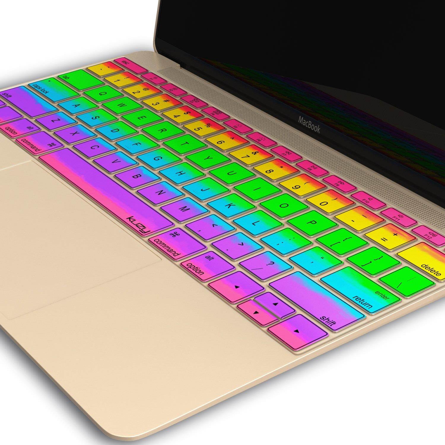 Kuzy RAINBOW Keyboard Cover for MacBook Pro 13 inch A1708 (No TouchBar) Release 2016 & MacBook 12" A1534 NEWEST Silicone Skin - Rainbow