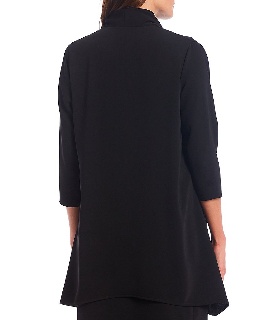 Caroline Rose Matte Crepe Open-Front Side Drape Jacket