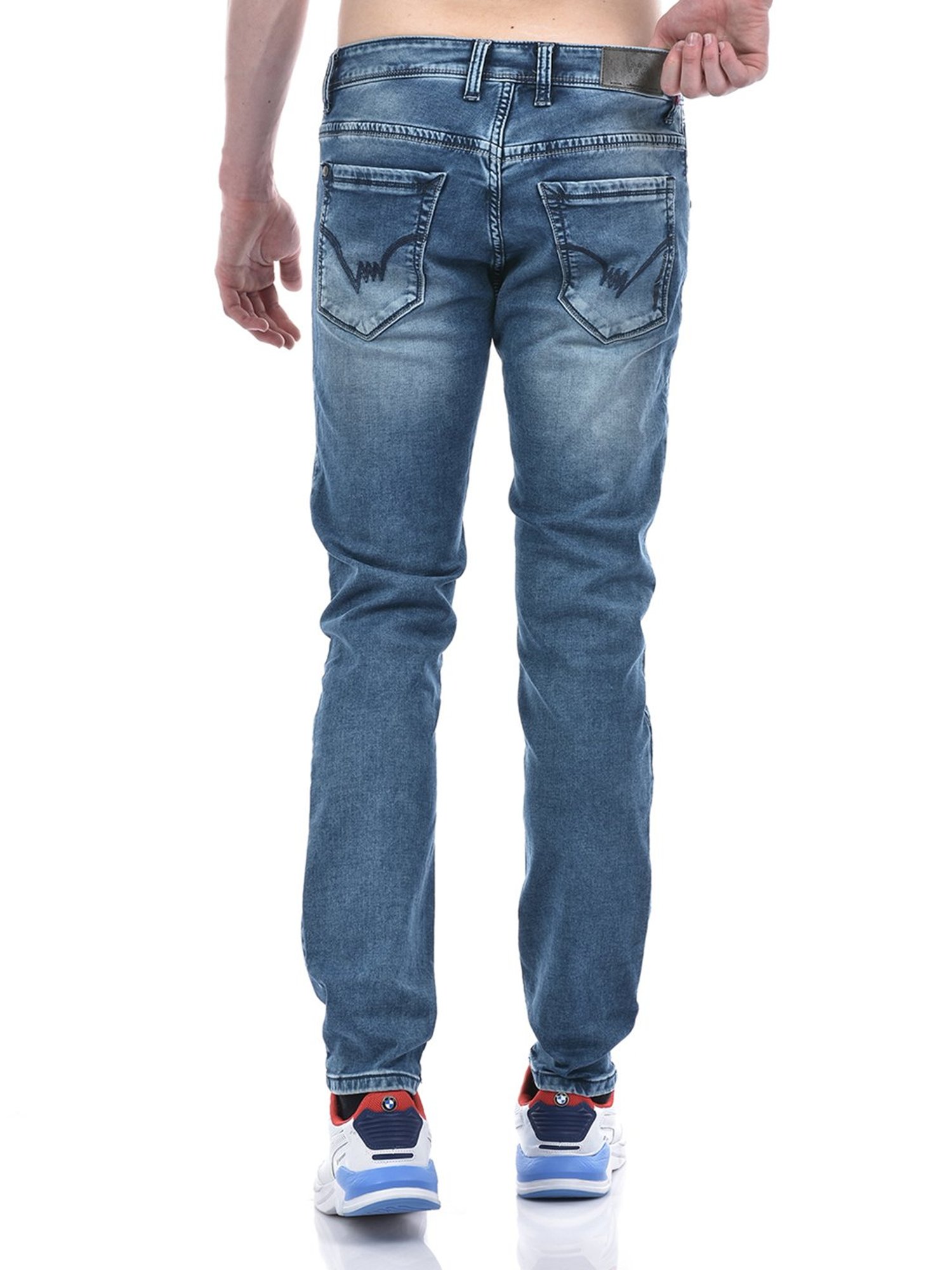 Lawman Pg3 Blue Straight Fit Heavily Washed Jeans