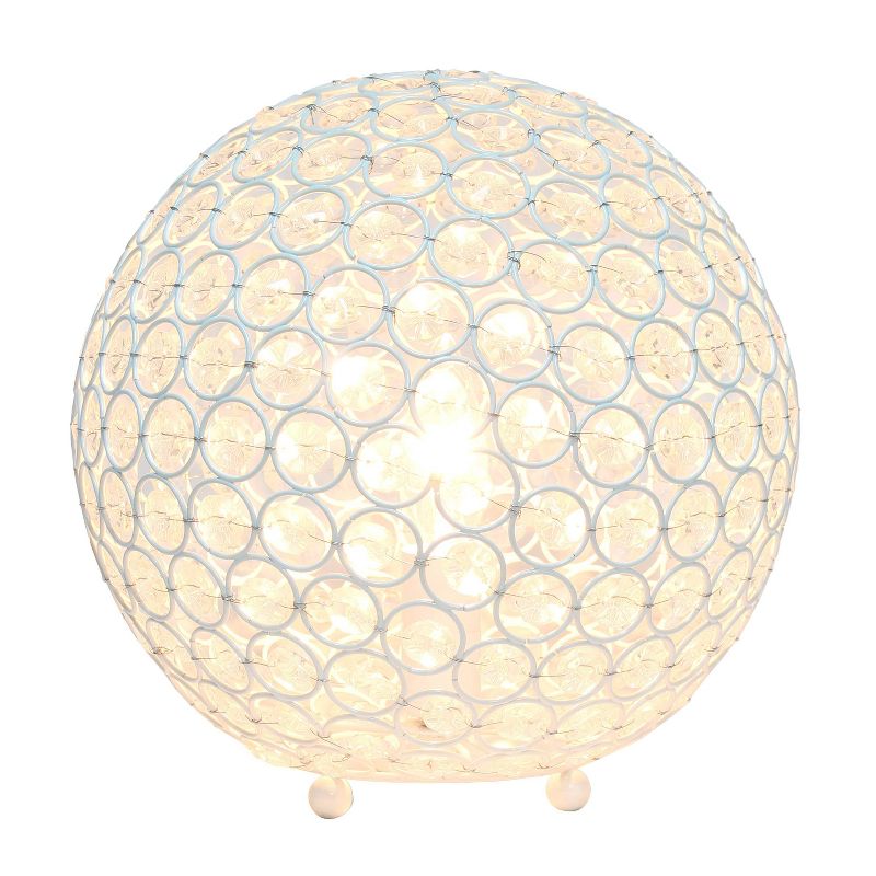 10" Elipse Crystal Ball Sequin Table Lamp White - Elegant Designs