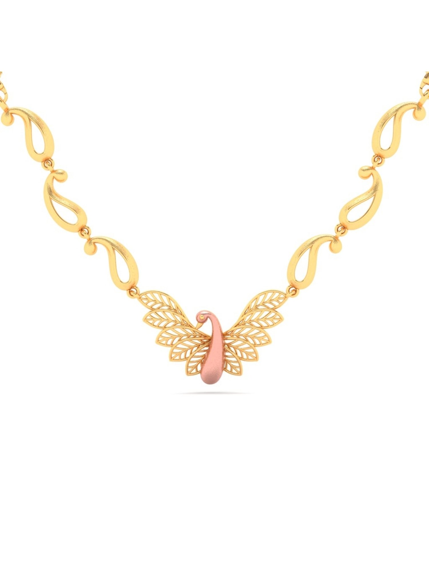 P.C. Chandra Jewellers 14k Yellow Gold Peacock Themed Enchanting Design Necklace