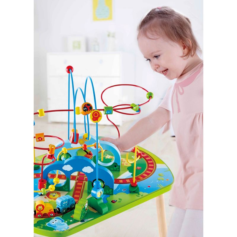 Hape E3824 Jungle Adventure Kids Toddler Wooden Bead Maze & Railway Train Track Play Table Toy for Ages 18 Months and Up