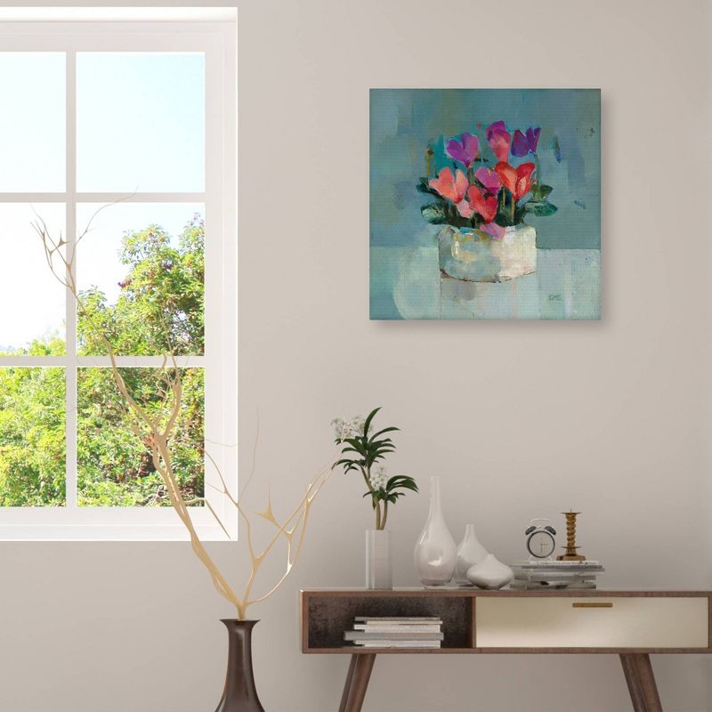 24" x 24" Pretty Pot of Cyclamen by Sarah Simpson Unframed Wall Canvas - Masterpiece Art Gallery
