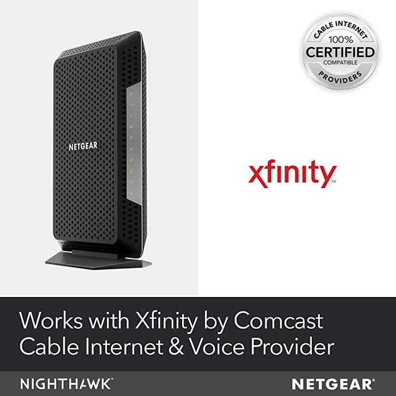 Nighthawk Cable Modem with Voice CM1150V - for Xfinity by Comcast Internet & Voice, Supports Cable Plans Up to 2 Gigabits, 2 Phone Lines, 4 x 1G Ethernet Ports, DOCSIS 3.1