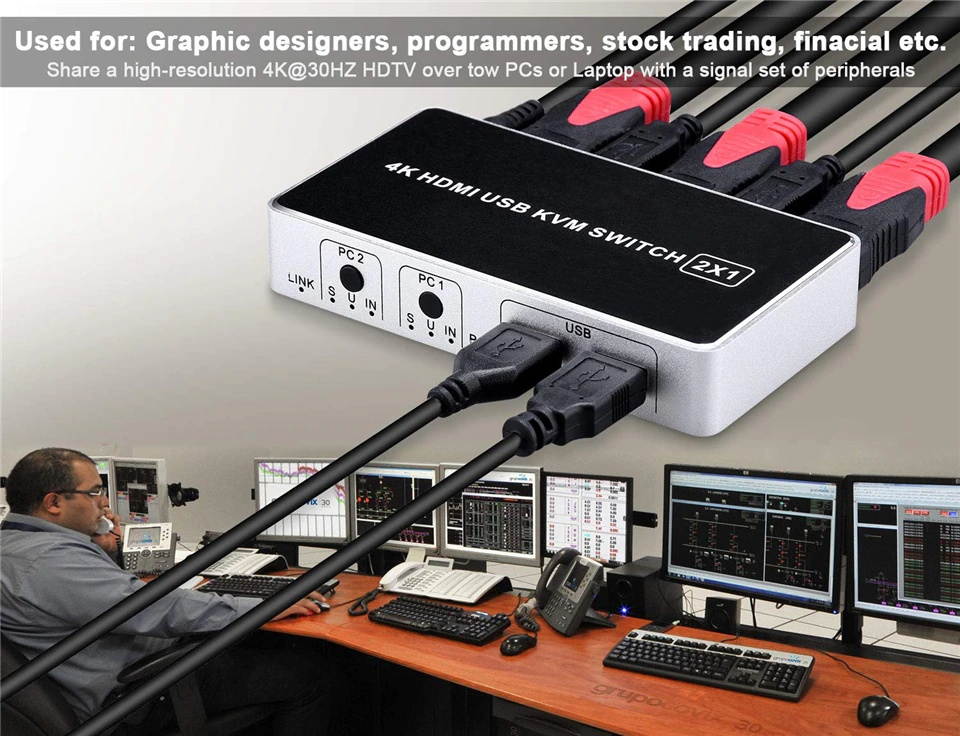 2020 4K 60Hz KVM Switch HDMI 2 Port HDMI KVM Switch USB  PC Computer KVM Switch Keyboard Mouse Switcher Box for Laptop,PS4,Xbox