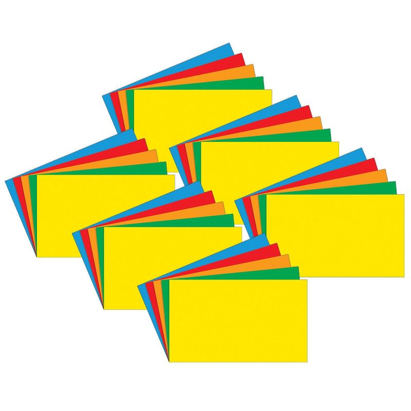 6pk 100 per pack 3" x 5" Blank Index Cards Primary Assorted Colors - Top Notch Teacher Products