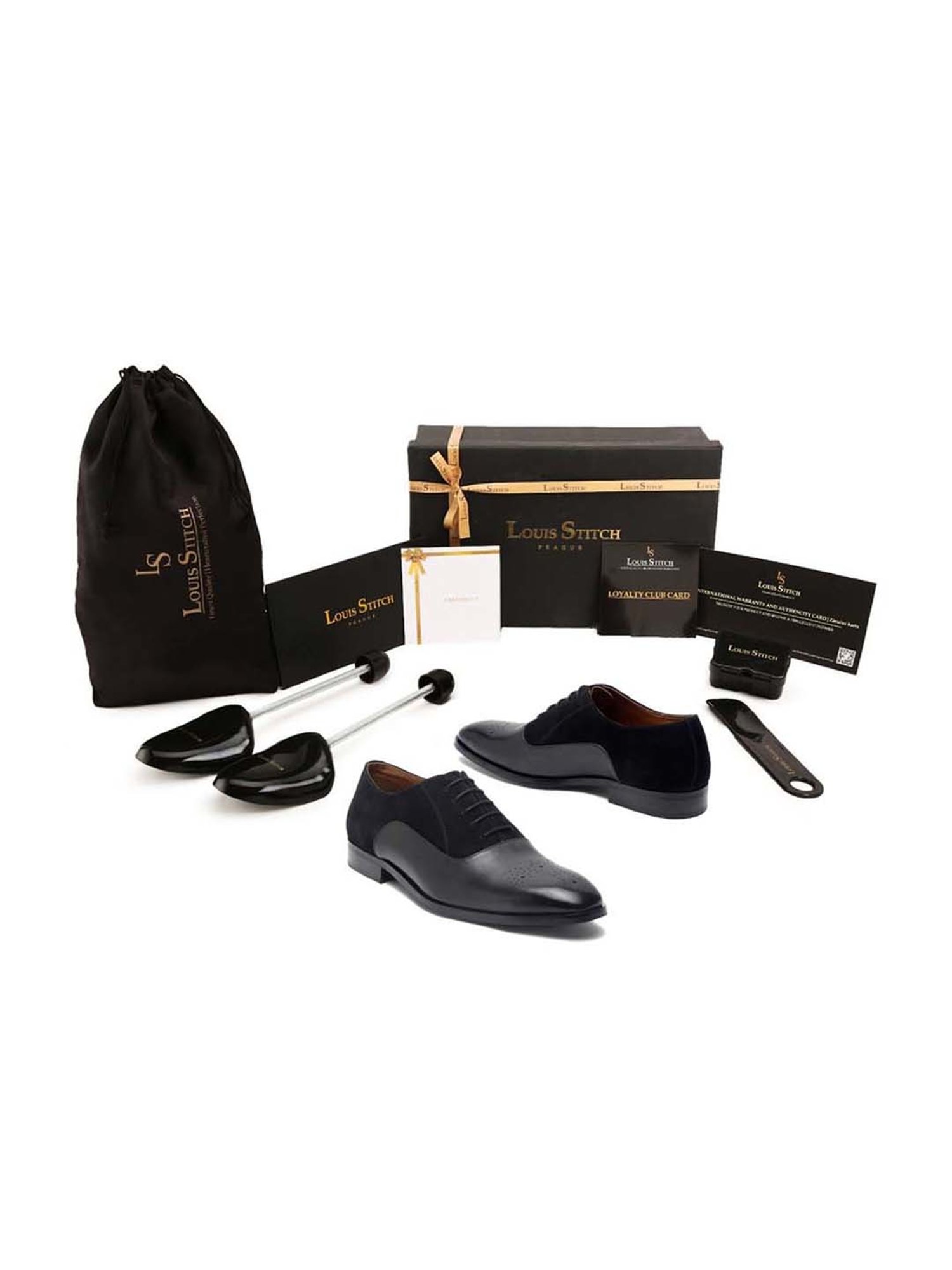 Louis Stitch Men's Obsidian Black Brogue Shoes