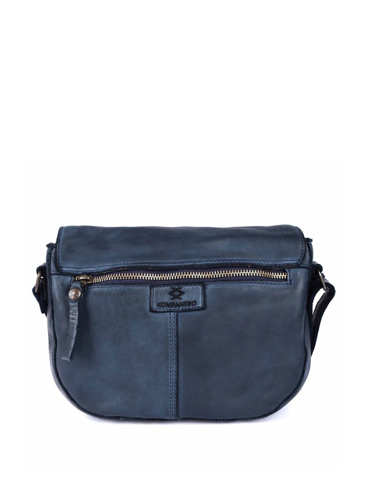 KOMPANERO Nova Anv Blue Leather Textured Sling Handbag