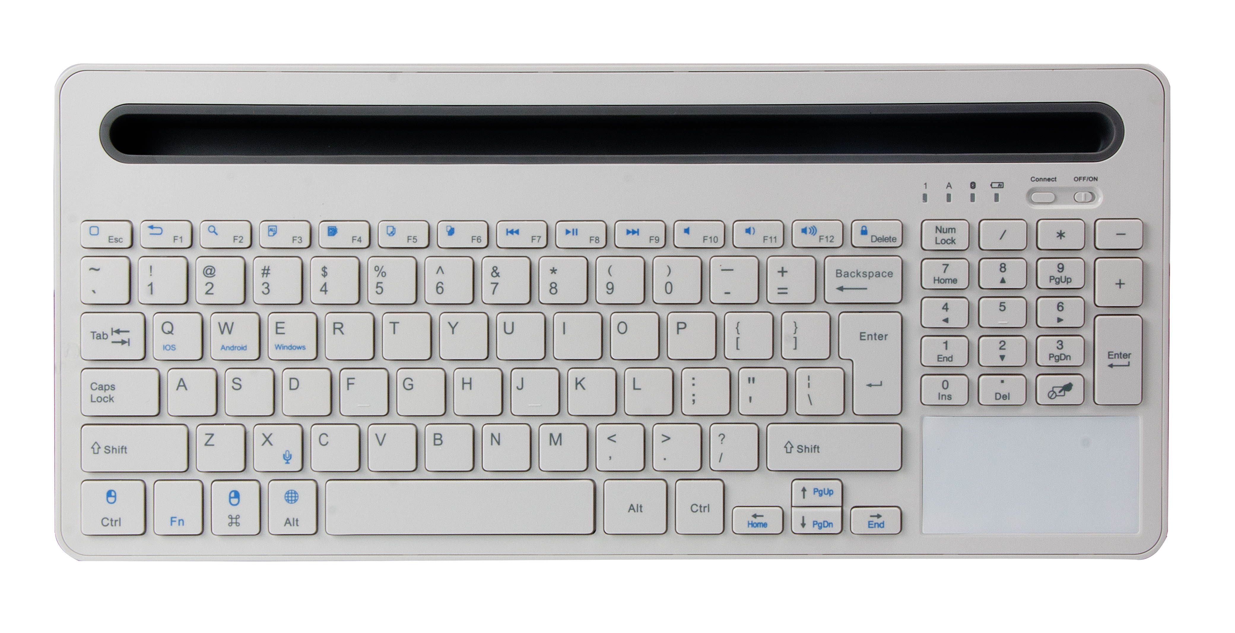 Bluetooth 3.0 Technology Mini Ultra-slim Wireless Keyboard with Multi-touch Touchpad For Phone Tablet Laptop Smart TV White