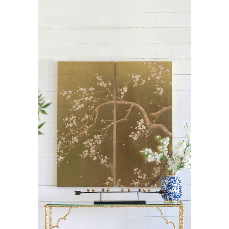 Set of 2 Cherry Blossom Panel Wall Arts Rose Gold - A&B Home