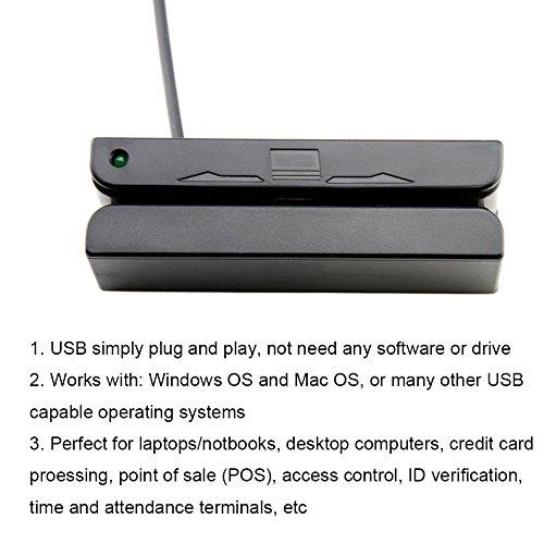 Deftun USB 3-Track Magnetic Stripe Credit Card Reader Magstripe Scanner Swipe