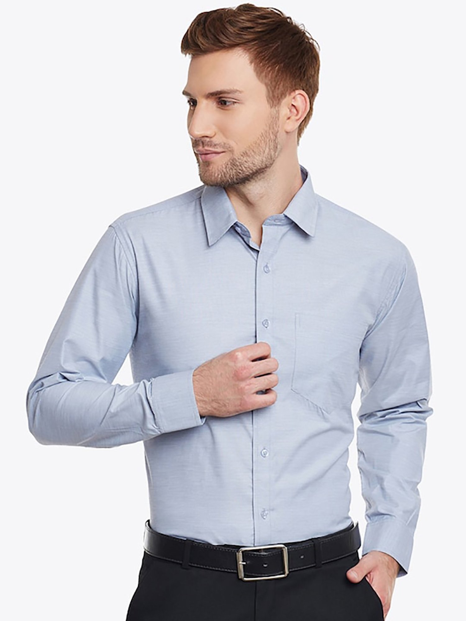 English Navy Bluish Grey Slim Fit Shirt