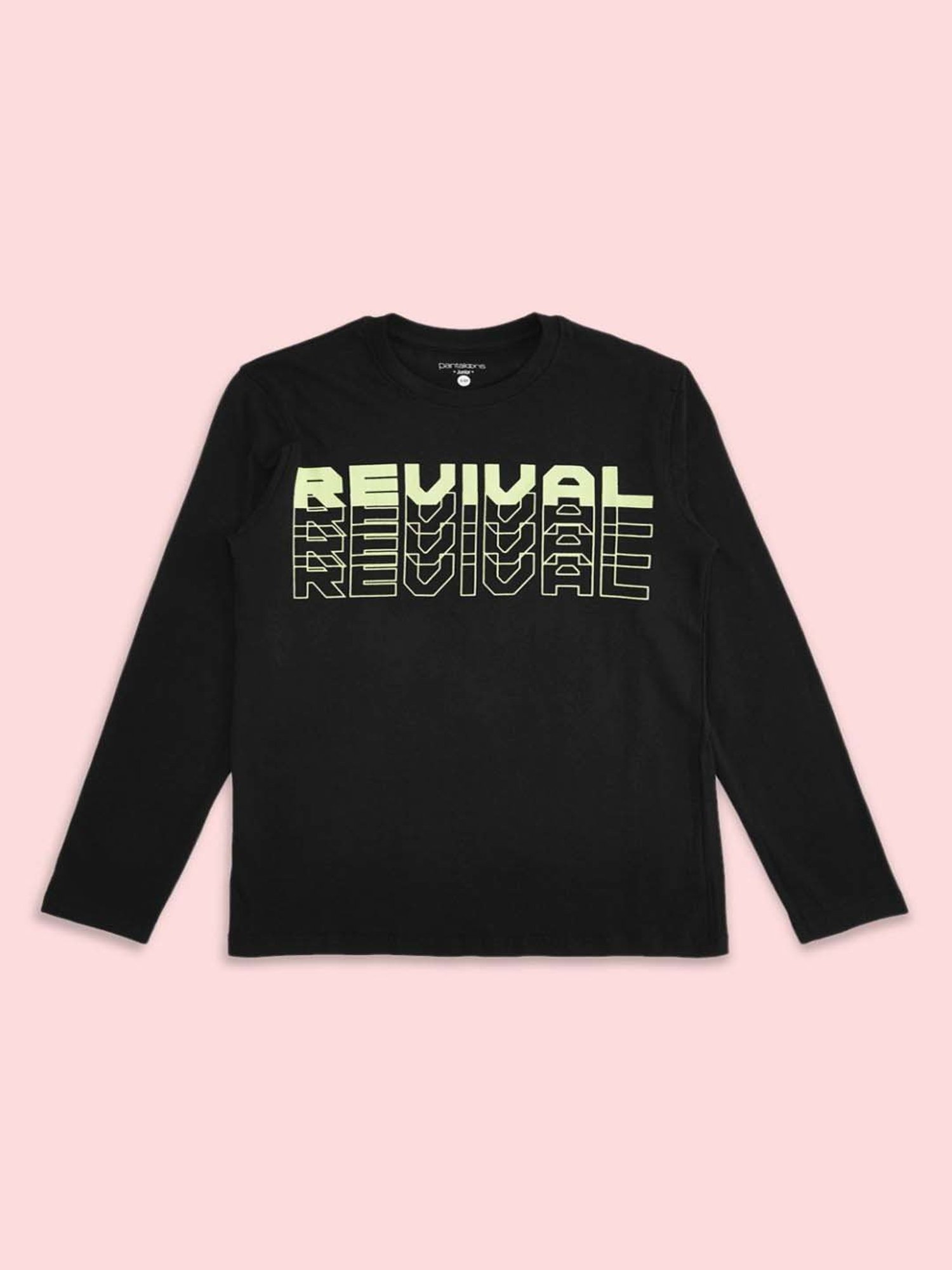 Pantaloons Baby Kids Black & Yellow Cotton Printed Full Sleeves T-Shirt