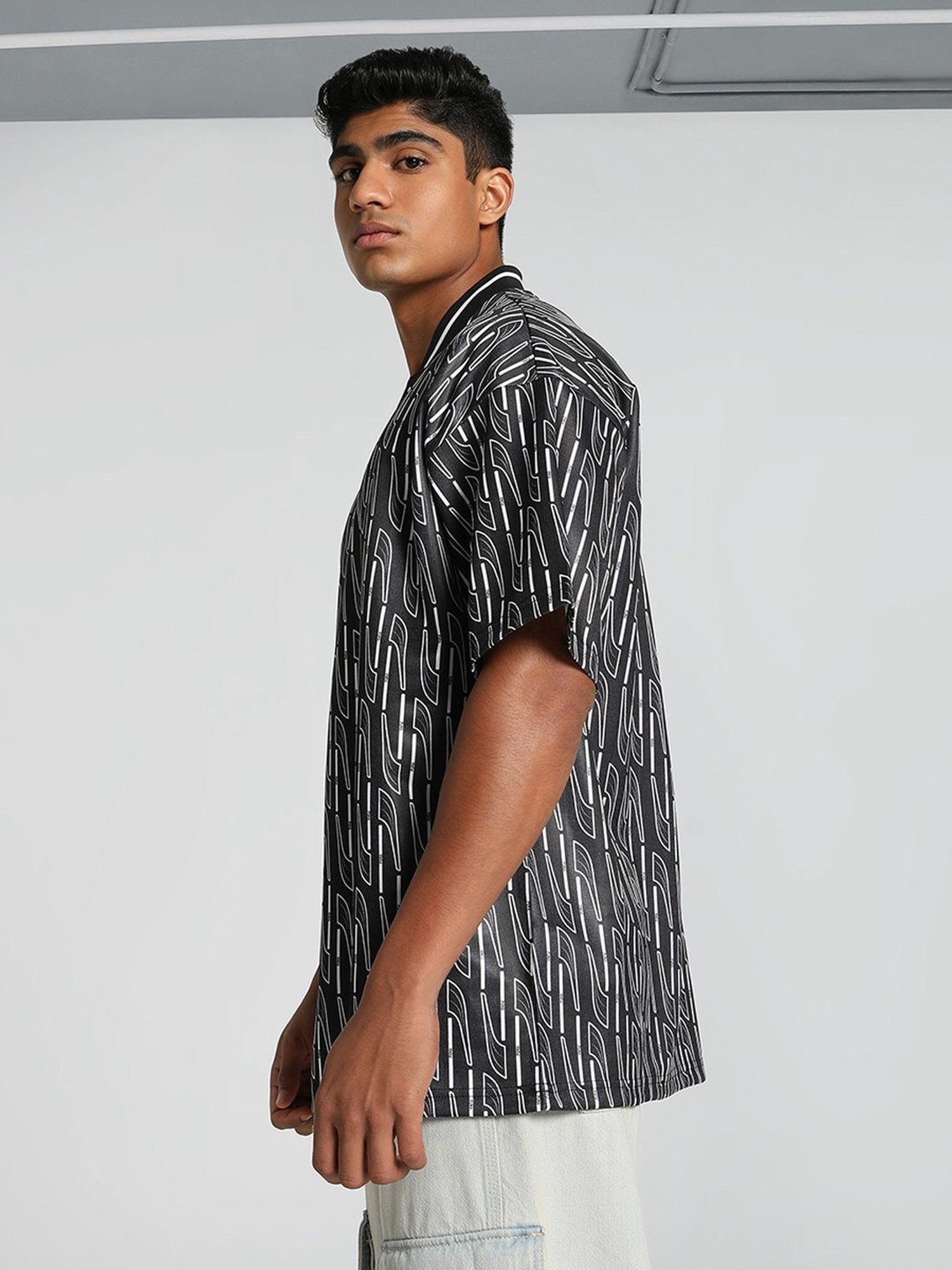 Puma Black Loose Fit Printed Jersey